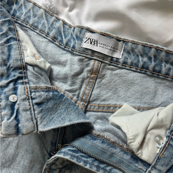 Zara Blue Jean Shorts High-Waisted Vintage Style - Picture 4 of 4